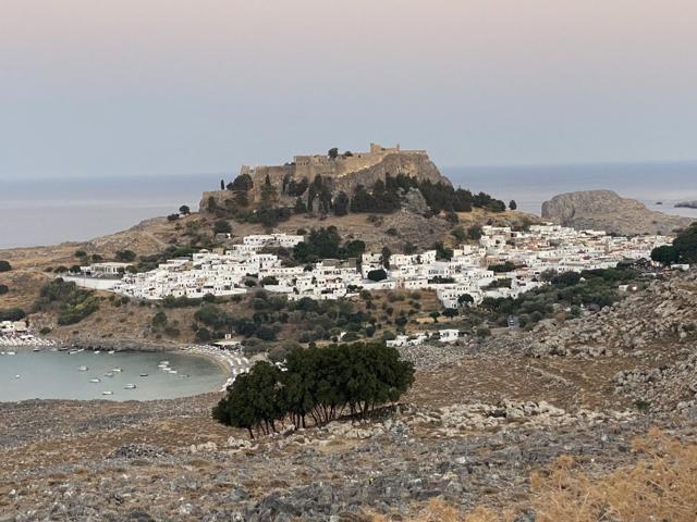 Lindos white village below the acropolis, Rhodes